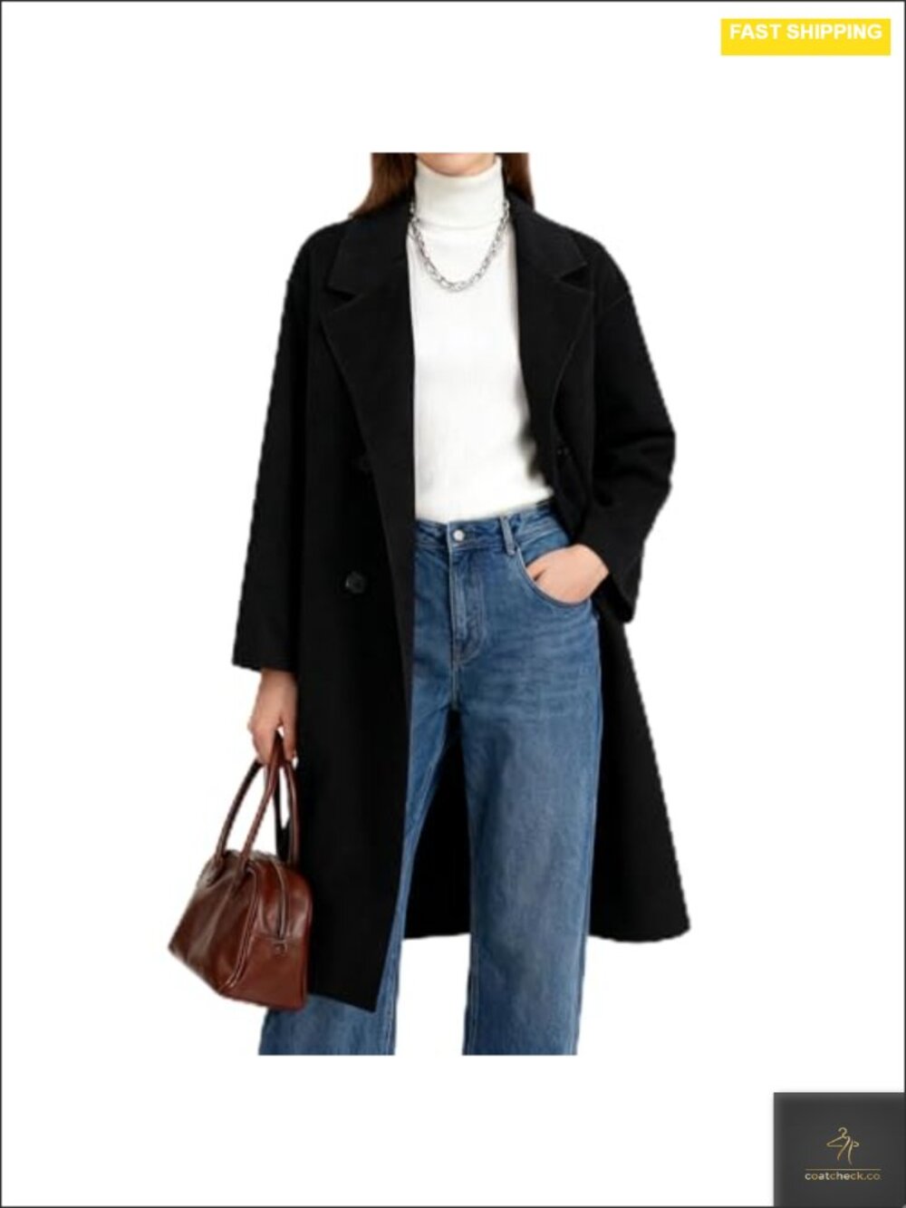 Women's Wool Peacoat Double Breasted Long Trench Winter Coat